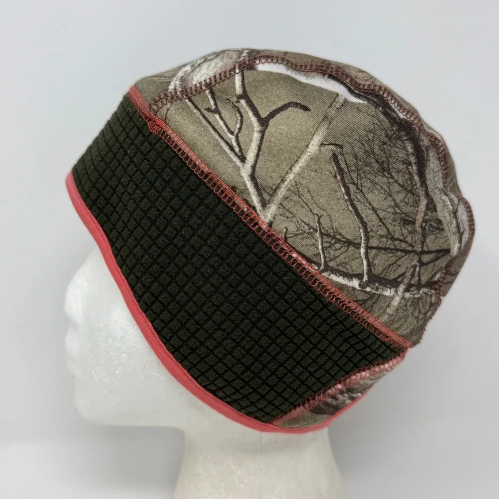 Huntworth Womens Camo Beanie Waffle Fleece Lined Ponytail Hat Pink OSFM
